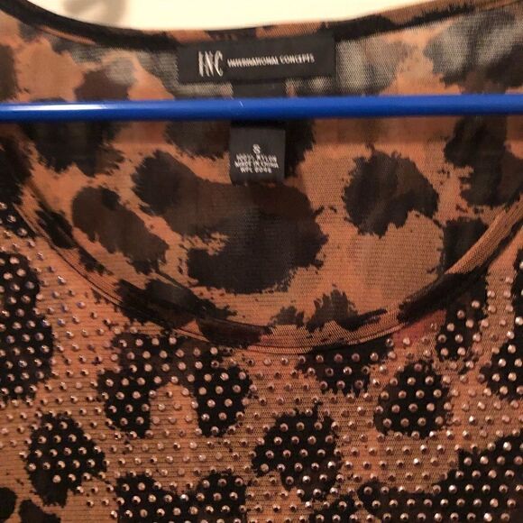 INC size small leopard bling shirt - Picture 3 of 5